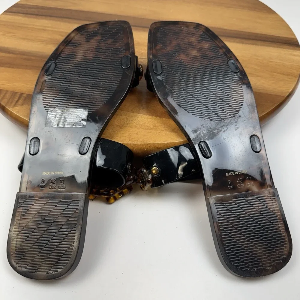 Womens Vince Camuto Felicya Brown Jelly Chain Slip On Sandals Slides Size 11 M